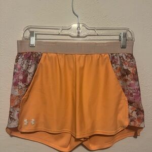 Under Armour Women's Orange and Floral Athletic Shorts